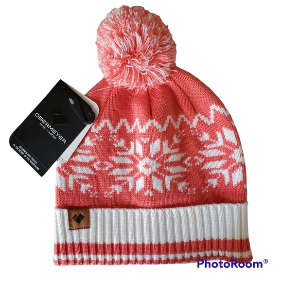 Obermeyer Accessories - Obermeyer womens pom pom hat peach new nwt